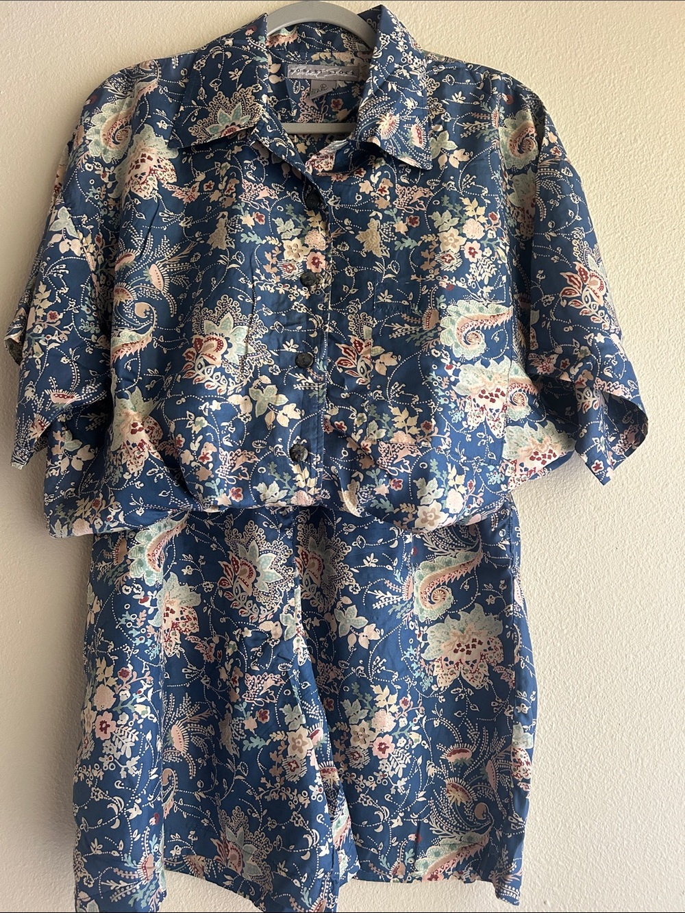 Robert Stock 100% silk floral pajama set